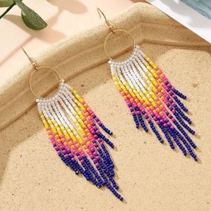 Ombre Beaded Tassel Earrings